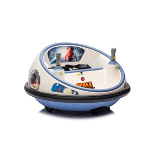 Masinuta electrica Bumper Car pentru copii, 2 joystick-uri, rotire 360°, lumini LED, centura siguranta, Alb/Albastru - Img 5