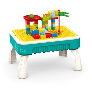 Masuta de joaca multifunctionala 2 in 1, cu 50 piese, pentru copii, 35x26x20 cm, rosu/albastru - Img 2