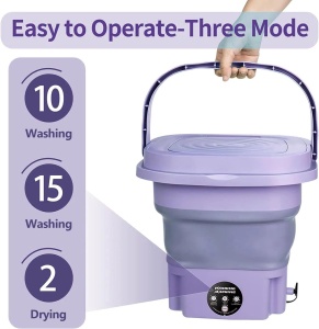 Mini masina de spalat, portabila si pliabila, 6.5l capacitate, cu 3 programe si functie de stoarcere si uscare - Img 8