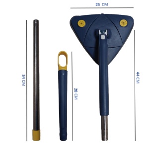 Mop triunghiular, cu stoarcere si rezerva extra, pentru podele, geamuri sau alte suprafete, maner telescopic, albastru - Img 16