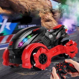 Motocicleta inteligenta de jucarie RC Spray cu aburi, telecomanda, lumini si sunete, rosu cu negru - Img 2