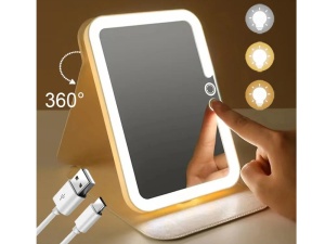 Oglinda cosmetica iluminata LED pentru machiaj cu carcasa tip suport vertical - Img 3