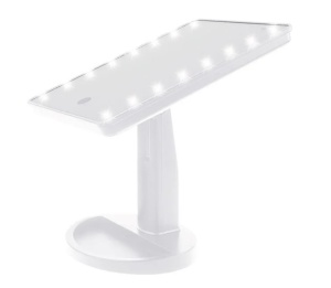 Oglinda pentru machiaj cu suport si 16 becuri LED, Culoare Alb - Img 4
