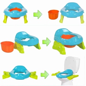 Olita pliabila si portabila cu reductor WC, 2 in 1, plastic, 25x27.5x17 cm, multicolor - Img 3