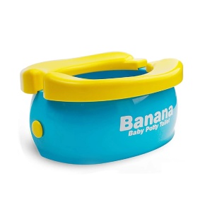Olita pliabila si reductor WC, Banana Travel Potty, 2 in 1, plastic, 22x12x11 cm, albastru-galben - Img 7