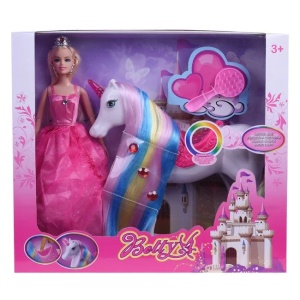 Papusa printesa cu rochie, unicorn cu lumini si accesorii incluse - Img 4