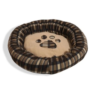 Pat pentru caini din imitatie de blana, Diametru 60cm, Maro