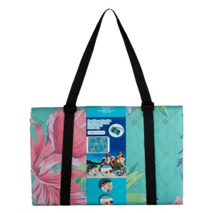 Patura pentru picnic, Model Floral, Dimensiune 200x150cm, Turcoaz - Img 3