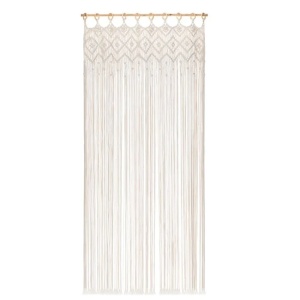Perdea decorativa macrame ecru pentru usa, Dimensiuni 200x100cm, Culoare Bej