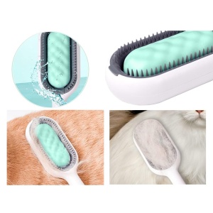 Perie colecatare par pentru caini si pisici, pentru curatare covor, canapea sau haine, umed sau uscat, din silicon, alb-verde - Img 4