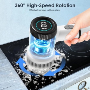 Perie electrica rotativa fara fir, 5 capete, 3 viteze, Incarcare USB, Rezistenta la apa, Afisaj digital - Img 5