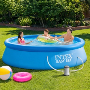 Piscina Supraterana Easy Set Cu Filtru, Diametru 305 cm, Inaltime 76 cm, Capacitate 3853 Litri, Montaj Rapid, Albastru