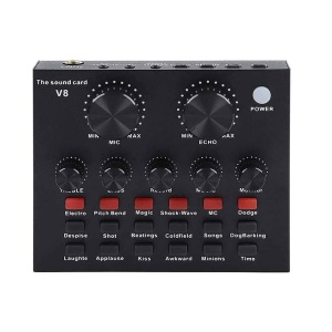 Placa sunet V8 multifunctionala, cu bluetooth, 12 efecte de sunet, mufe Micro USB, 6 moduri microfon, negru - Img 5