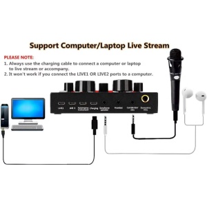 Placa sunet V8 multifunctionala, cu bluetooth, 12 efecte de sunet, mufe Micro USB, 6 moduri microfon, negru - Img 7