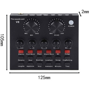 Placa sunet V8 multifunctionala, cu bluetooth, 12 efecte de sunet, mufe Micro USB, 6 moduri microfon, negru - Img 9