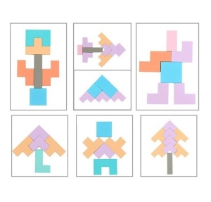Puzzle cu forme si numere 3D, pentru copii 3 ani+, din lemn, 30x30 cm, Multicolor - Img 6