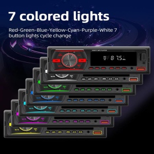 Radio MP3 Player Auto, cu Bluetooth, Afisaj in 7 Culori, 1Din, Telecomanda, Negru - Img 5