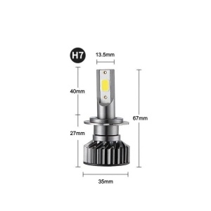 Set 2 becuri LED H7, 100W, COB, lumina alb-rece, 12000LM - Img 2