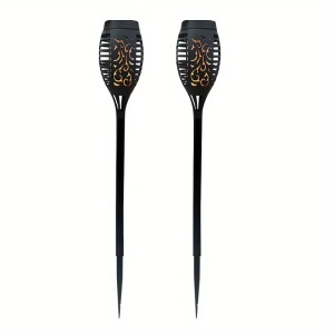 Set 2 lampi solare cu efect flacara, Montaj in sol, Iluminare ambientala exterior