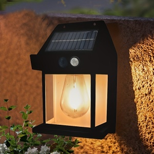 Set 2 x lampa solara de perete, Putere 2W 600LM, Rezistenta la apa IP65, Negru - Img 3
