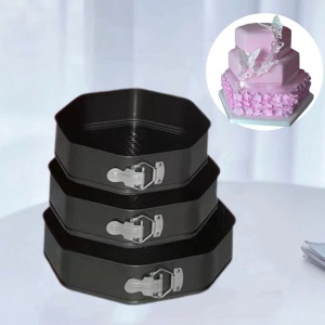 Set 3 tavi octagonale pentru copt, cu fund detasabil, din otel carbon - Img 5