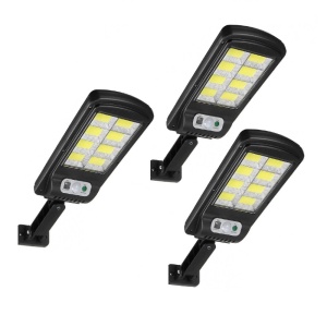 Set 3 x Lampa solara cu 8 cadrane 160 LED COB, Senzor de lumina, miscare si telecomanda