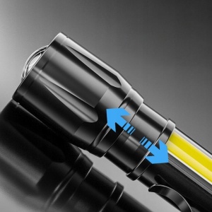 Set 4 Lanterne Tactice LED, Reincarcabile USB, Focus Ajustabil, Impermeabile, Aluminiu, Negru - Img 8