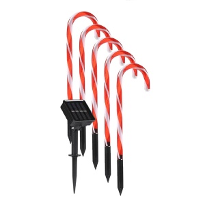 Set 5 Decoratiuni Exterioare Luminoase Pentru Craciun, Acadele, pentru Exterior, Incarcare Solara, 40 cm, Alb Cald-Rosu - Img 10