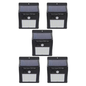 Set 5 lampi solare de perete cu 30 LED, Senzor de lumina si miscare