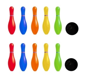 Set Bowling cu 10 Popice Colorate si 2 Bile, 3 ani+
