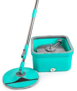 Set cu galeata 6L si mop rotativ, stoarcere prin centrifuga, 2 rezerve de mop, cu rotire 360, separare a apei murdare, maner reglabil, tucoaz - Img 3