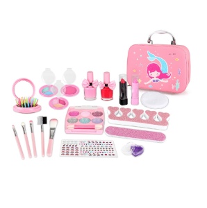 Set cu Paleta de Machiaj pe 3 Nivele, pentru Copii 5 ani+, cu Oglinda, Plastic, Roz - Img 2