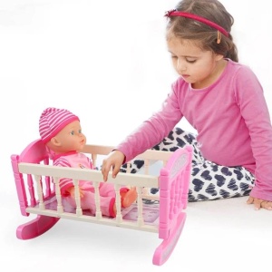 Set de joaca cu bebelus si patut, varsta 18+ luni, 37x9.5x34cm, roz - Img 2
