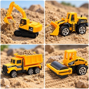 Set de Joaca Tir Transportator cu 6 Utilaje de Constructii, Camioane si Masinute de Santier - Img 3