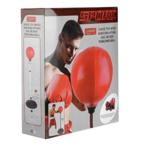 Set Minge de Box & Mănuși pentru Adulți, Roșu cu negru, Reglabil 121-146 cm, Bază Stabilă - Img 2
