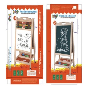 Set Tabla Magentica cu 2 Fete, din Lemn, cu Abac si Ceas, pentru copii 3 ani+, 70 cm inaltime, maro deschis - Img 6
