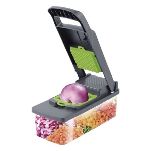 Set tocator legume si fructe, cu recipient si 12 accesorii, dimensiuni 33x12x12cm, verde-gri - Img 2