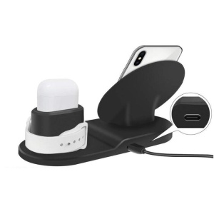 Statie de incarcare rapida 3 in 1 pentru telefon, ceas si casti, portivit pentru iPhone, Apple Watch si AirPods - Img 5