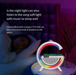 Statie Incarcare 3 in 1 cu lampa RGB, Wireless, Boxa Bluetooth, Ceas Digital - Img 8