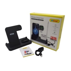 Statie Incarcare Wireless 4 in 1 Fast Wireless Charger, Telefon, Casti, Ceas si Pen - Img 4