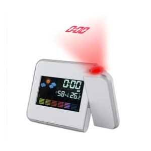Statie meteo digitala cu ceas, calendar, proiector laser, display LCD 3.7", Alb - Img 2