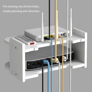 Suport de perete pentru router si alte obiecte, 20x30x14cm, alb - Img 6
