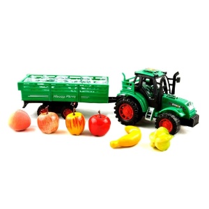 Tractor de jucarie, cu remorca si fructe, de fictioune, pentru copii 3 ani+, 33 cm lungime - Img 3
