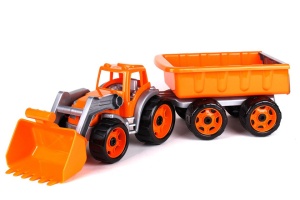 Tractor de jucarie pentru copii 3 ani+, cu excavator frontal si remorca, multicolor - Img 3