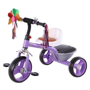 Tricicleta pentru copii 2 ani+, sa cu spatar, claxon si cos spate, Culoare Mov