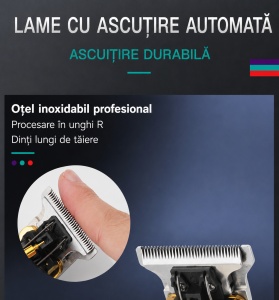 Trimmer Profesional VGR V-287 SuperTrim, Lame T din Otel Inoxidabil, Autonomie 90 Minute, Incarcare USB - Img 4