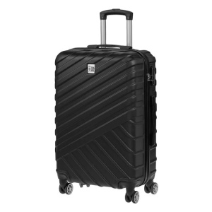Troler negru cu dungi reliefate, Capacitate 35L, Dimensiune 39x22x57cm