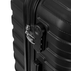 Troler negru cu dungi reliefate, Capacitate 90L, Dimensiune 45x25x67cm - Img 4