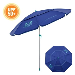 Umbrela Plaja Anti Vant, Protectie solara UPF+50, Cadru de Aluminiu 4 Inele, Ø2.25m, albastru-argintiu - Img 3
