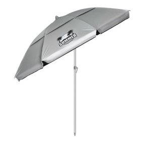 Umbrela Plaja Anti Vant, protectie solara UPF 50+, Cadru din Aluminiu, Ø2m, Argintiu-Negru - Img 2